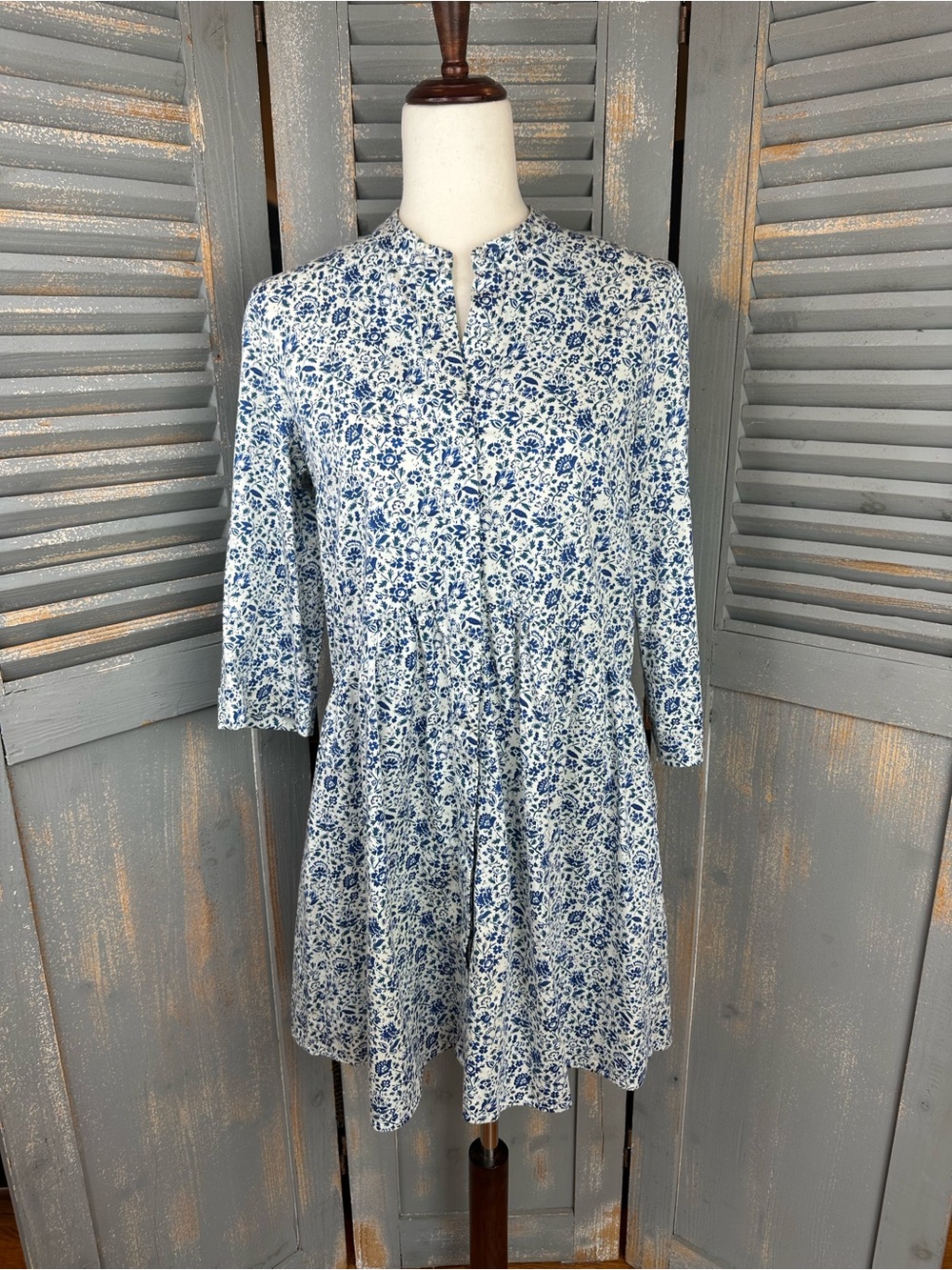Tuckernuck Royal Shirt Dress Bluebell Floral Ditsy Calico Sz XS